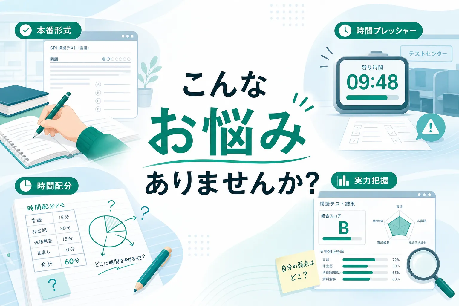 公務員Webテストの課題と解決を示すバナー画像
